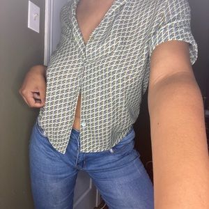 Multi colored button up blouse